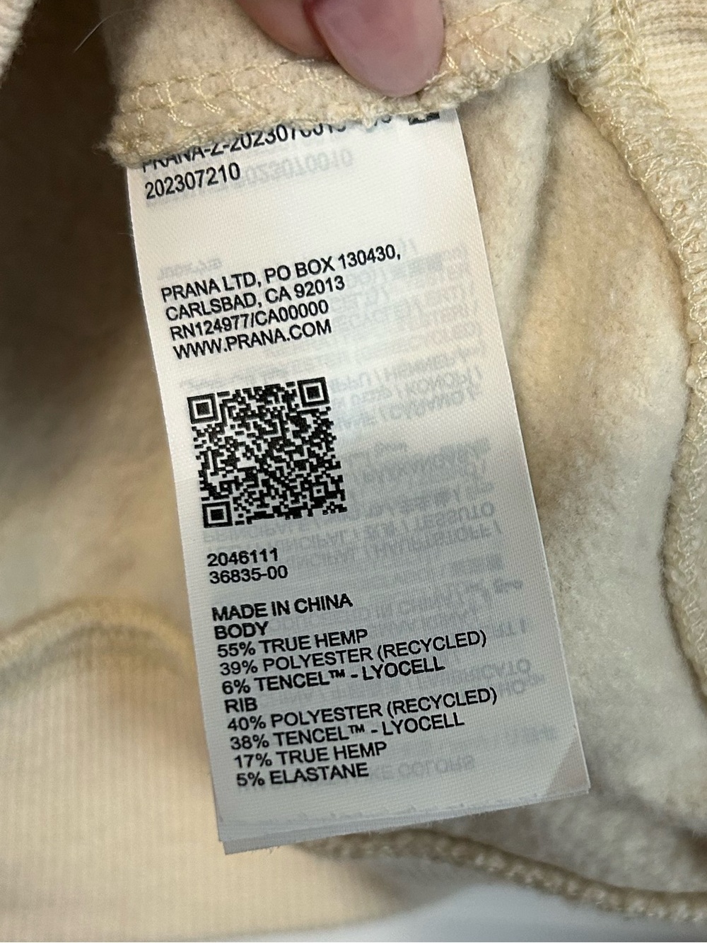 Prana Cream Quarter Zip Hemp Blend Pullover Sweater - Picture 5 of 5